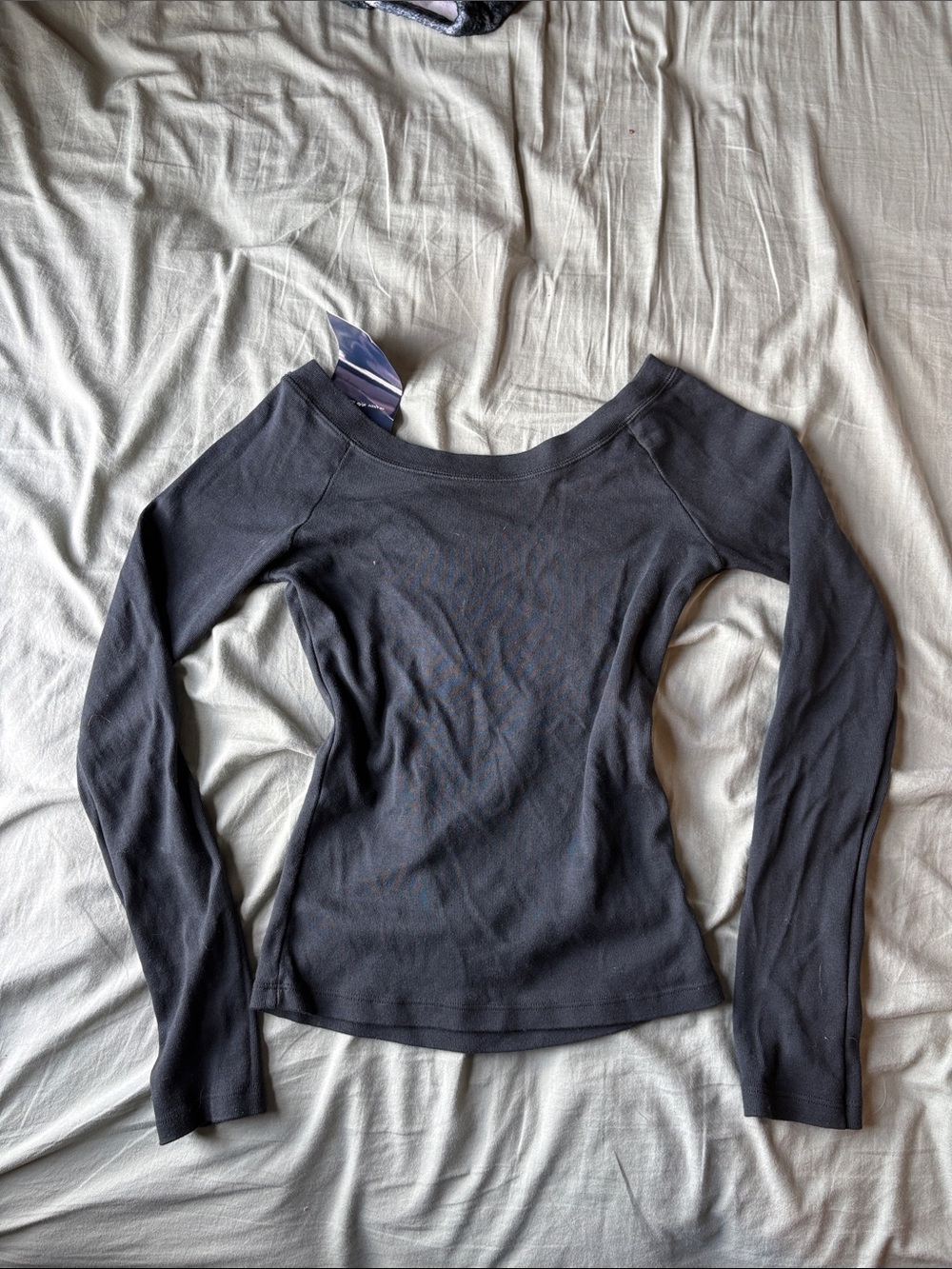 Brandy Melville Black Long-Sleeve Off-Shoulder Top